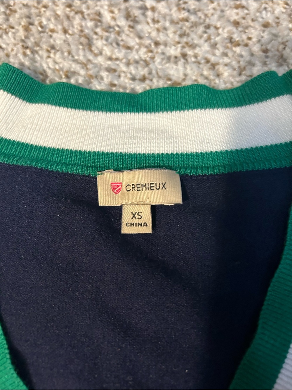Daniel Cremieux Navy Sweater Dress with Green and White Trim - Picture 3 of 4